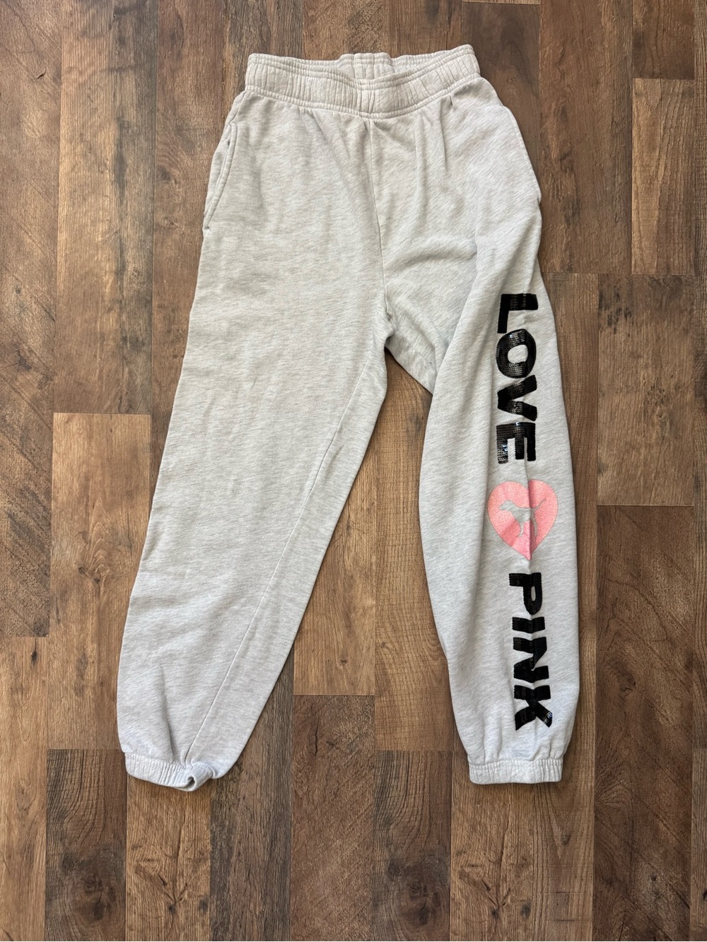 Victoria’s Secret PINK Originals Gray Sequin Logo Jogger Sweatpants XS